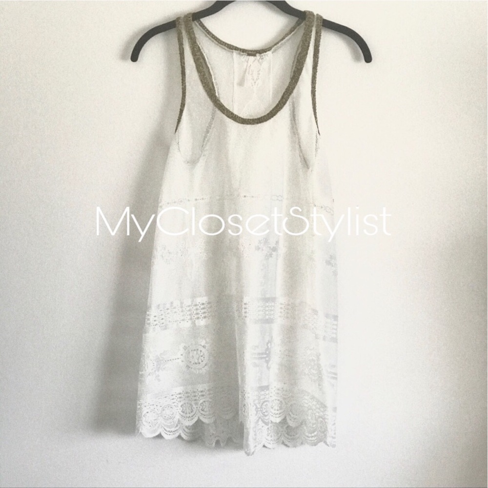 NWT! Free People Most RARE White Lace Tank Tunic NWT XS - Picture 3 of 7